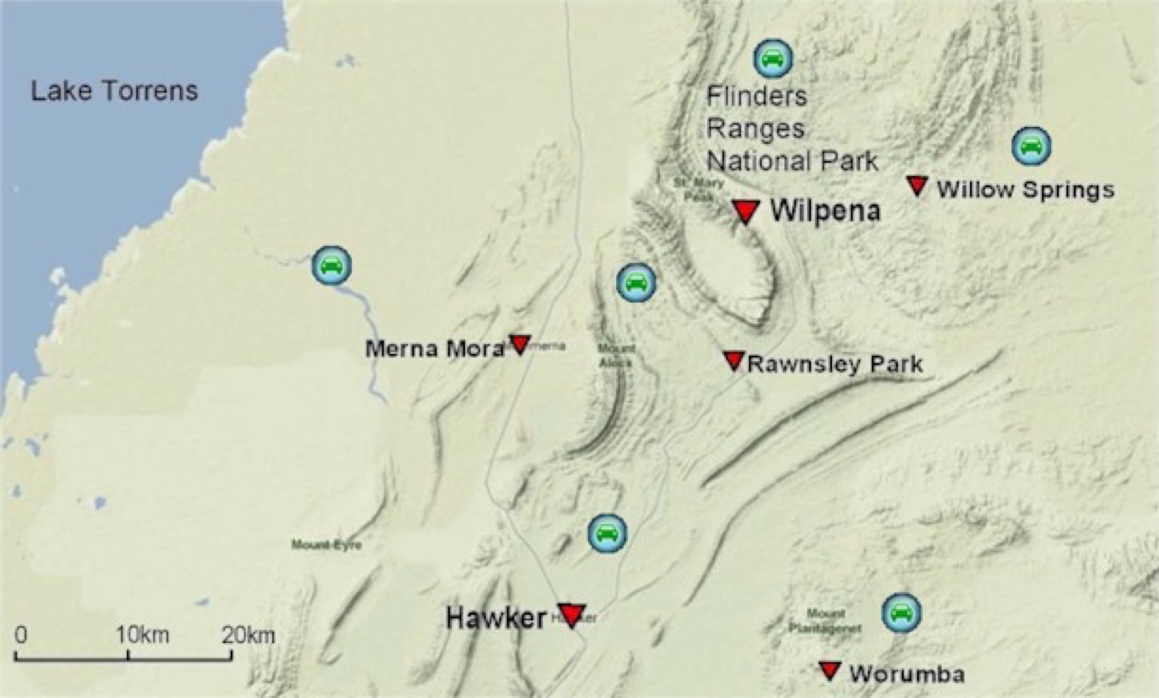 Flinders Ranges tours map